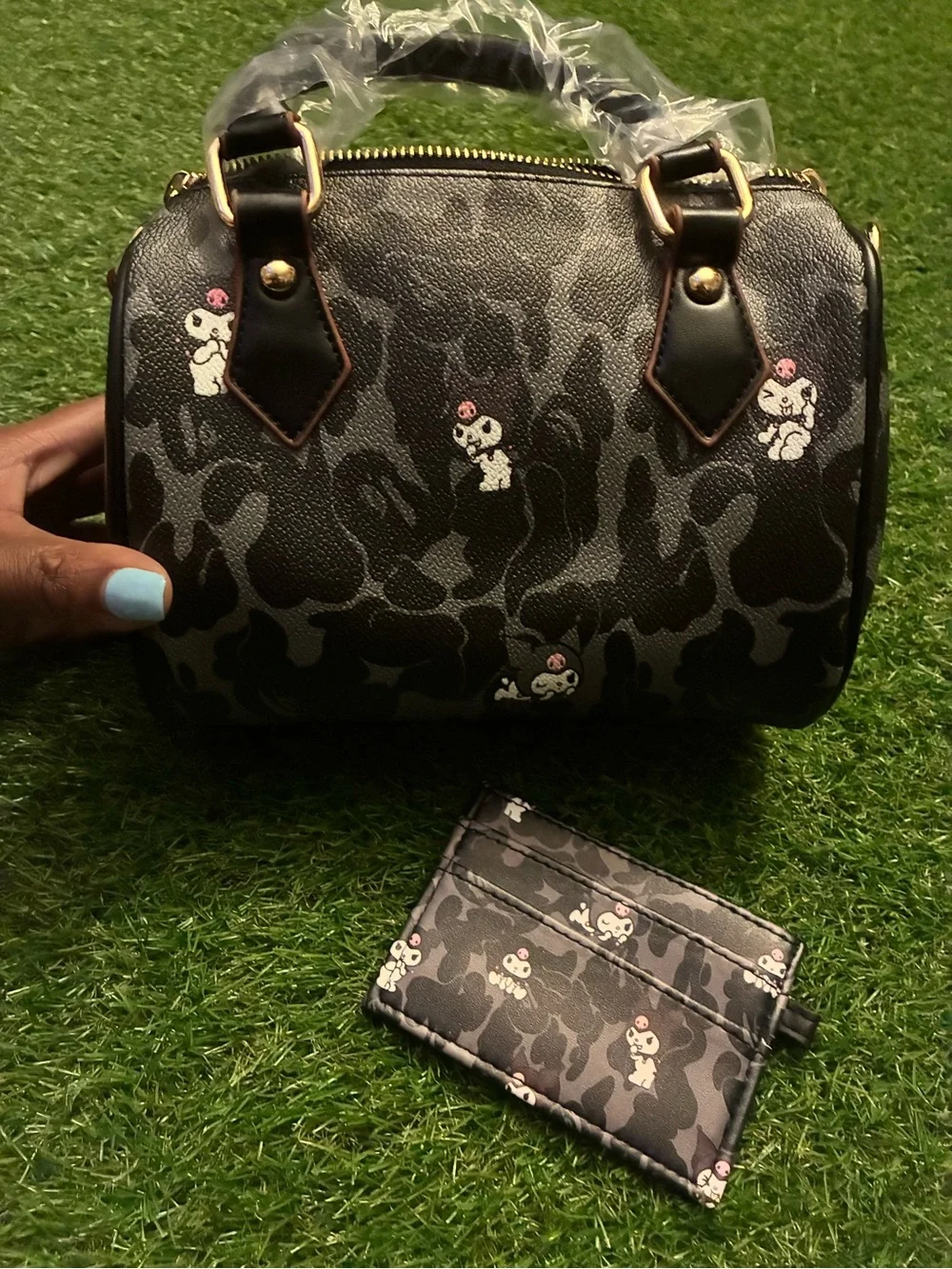 Black Camouflage Pattern Dome Satchel Handbag
